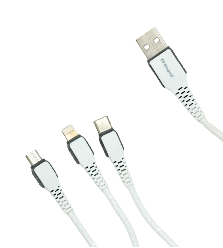 Câble multiconnecteur USB universel 1 mètre avec embouts Micro USB, USB-C et Lightning – charge rapide 2.4A et transfert de données