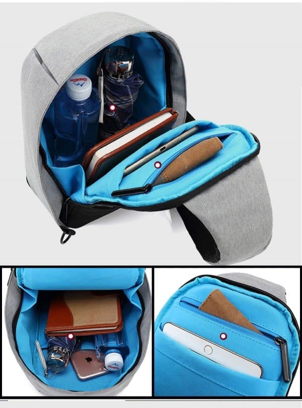 Sacoche bandoulière antivol Basics 5 litres avec port USB intégré, tissu anti-coupure et imperméable – bretelle ajustable – vue 14